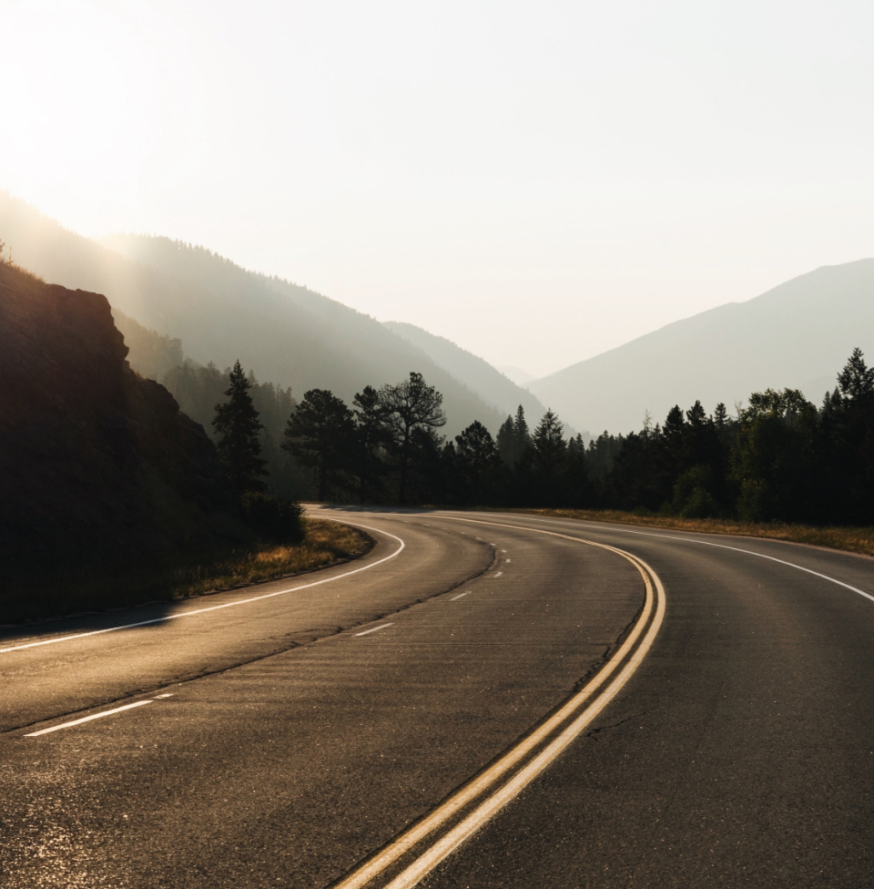 the sunset from a road